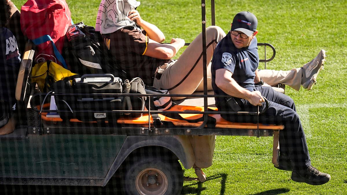 Padres pitcher takes 102.4MPH line drive off his face in frightening scene during spring training game