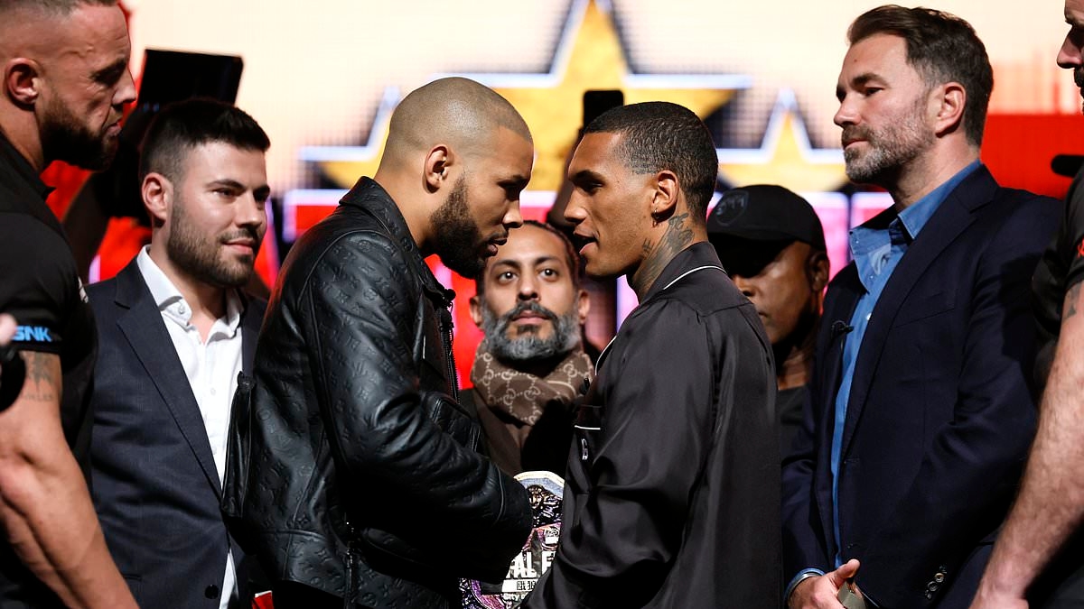 Boxfans erkennen, wen Eddie Hearn während des Chaos bei der Pressekonferenz von Chris Eubank Jr. und Conor Benn sofort ins Visier nimmt und schubst